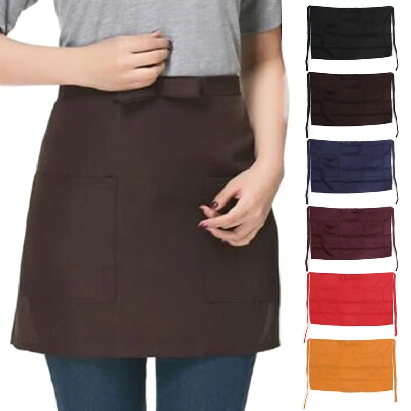 

Professional Bar Pub Kitchen Cotton Bow Short Half Waist Apron, Various