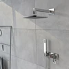 Square style chrome concealed shower system with divter mixer