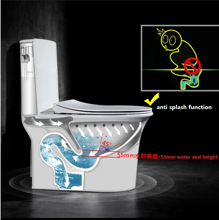factory price Bathroom Ceramic Sanitary Ware,large pipe design ,Toilet Siphonic One Piece