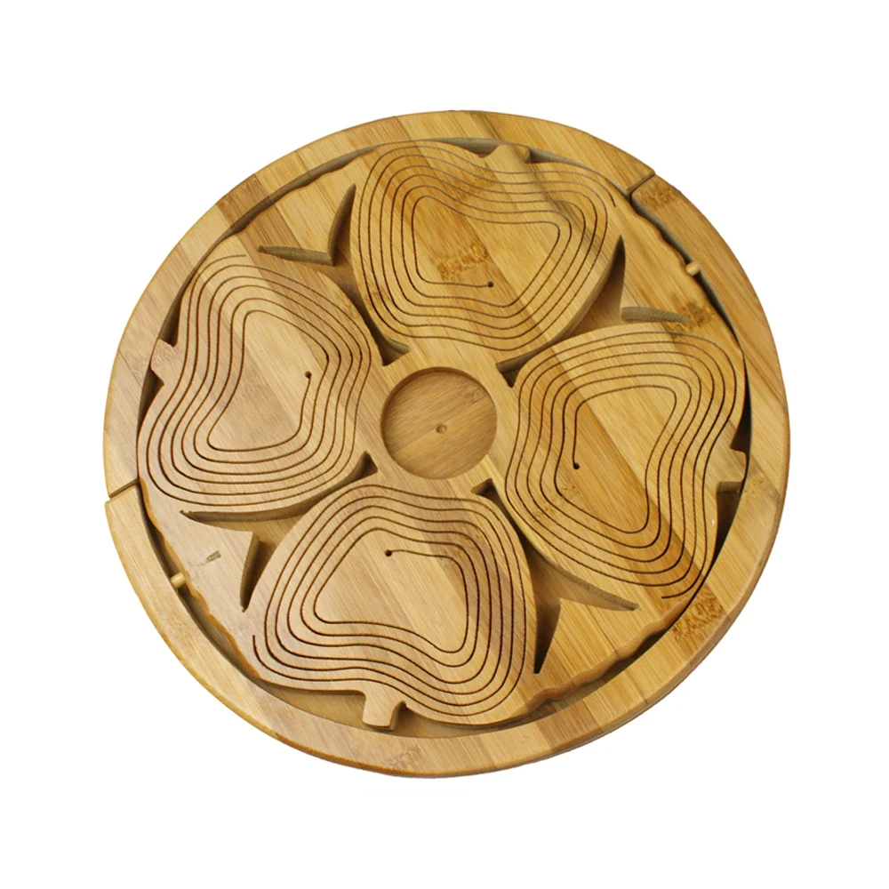 

4 Compartment Bamboo Wood Handicraft Folding Fruit Baskets
