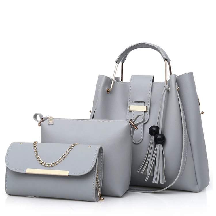 

High quality bulk stock cheap ladies 3 pieces set pu leather handbags sets