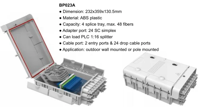 FTTH FTTX Network Fiber Optic 24 Port FTTH Terminal Box Distribution Box 24 Cores