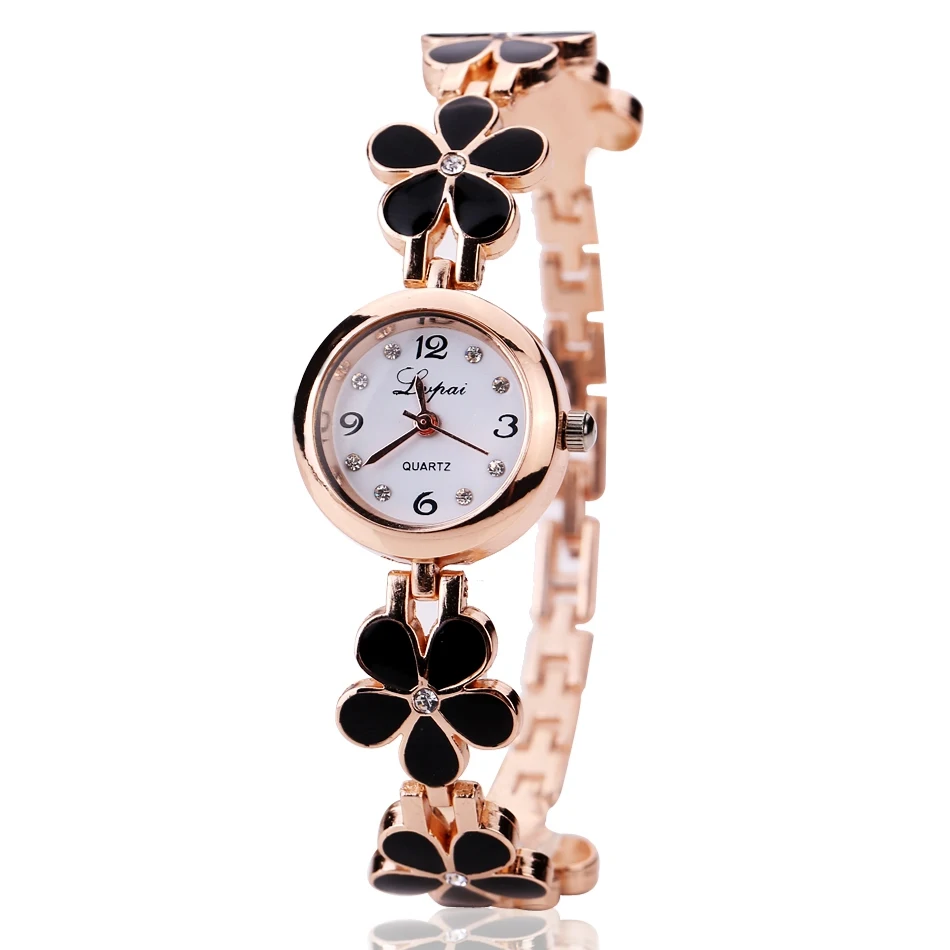 

Lvpai Brand New Luxury Casual Fashion Bracelet Watch Flower Strap Wristwatch Dress Elegance Quartz Watch For Women, Black white pink