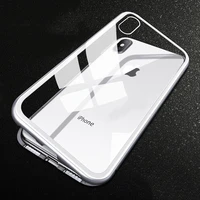 

2018 new ultra thin 360 magnetic adsorption metal bumper tempered glass clear case cover for iphone x 7 8 plus protective case