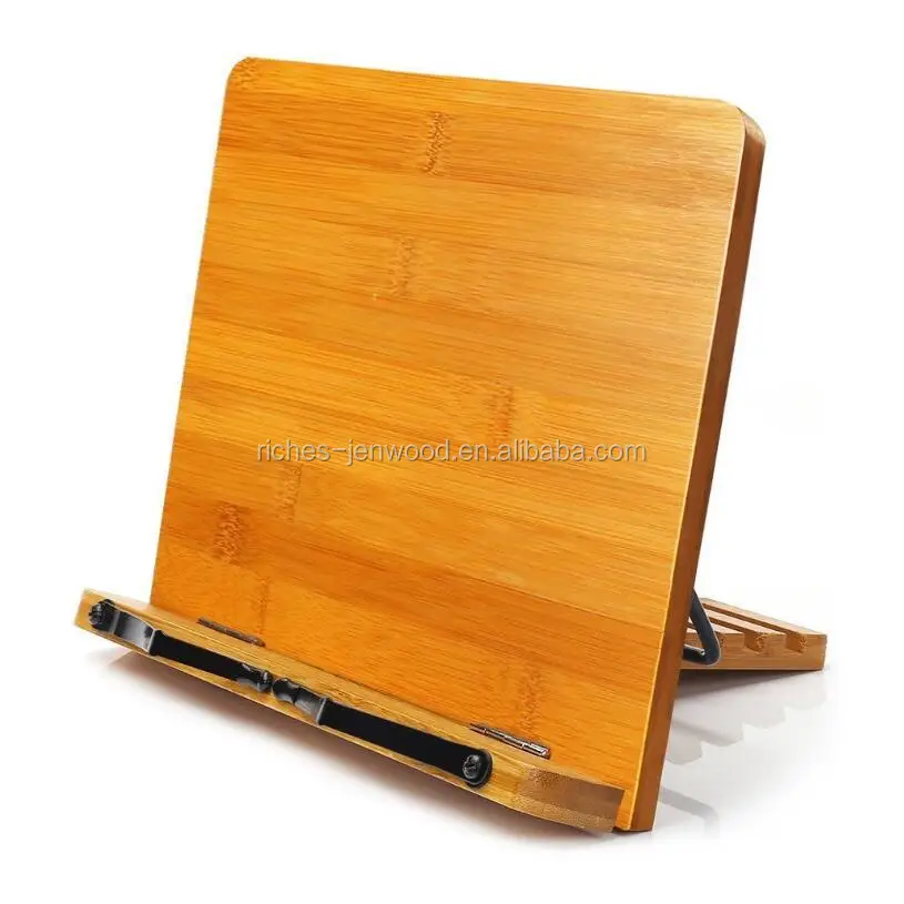 Bamboo adjustable cookbook stand Music Books Tablet Cook Recipe Stands