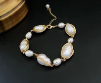 

2019 New design Natural Baroque Pearl personalized bracelets & bangles handmade accessories women stainless steel jewelry