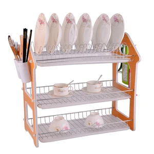 Image of Expandable Tableware Dinnerware Storage Holder Rustproof Stainless Steel Dish Drying Rack for Cabinets