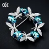 Embellished with crystals from Swarovski Blue Jewelry Women Brooch