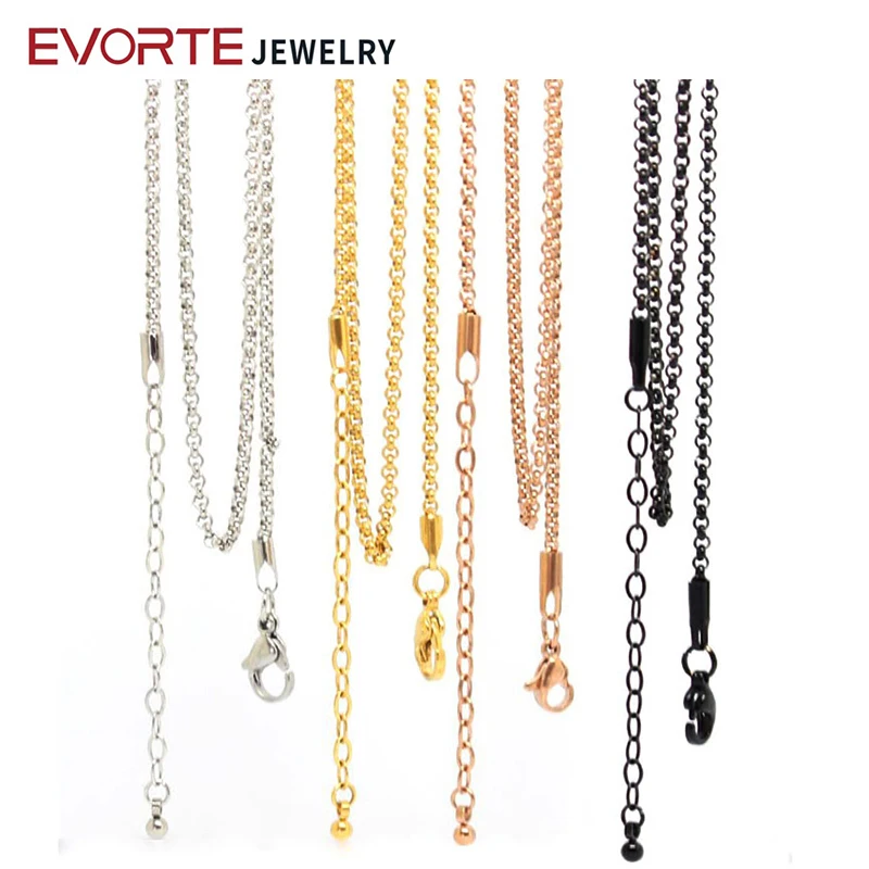 

Wholesale CH29 60+5cm 26 Stainless Steel Rolo Chain Necklace, Silver;gold;rose gold;black