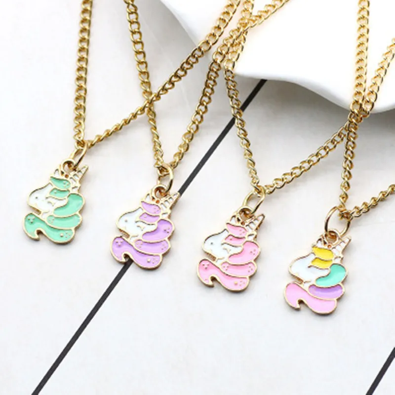 

INS Fashion Unicorn Choker Necklace Gold Enamel Animal Clavicle Necklaces & Pendants For Women Girls Christmas Gift 4colors