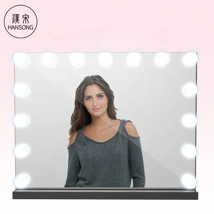 

Hollywood Touch Screen 15 Led broadway Cosmrtic Mirror Vanity with Lighted Make-Up Tabletop Bathroom Mirror, White/black