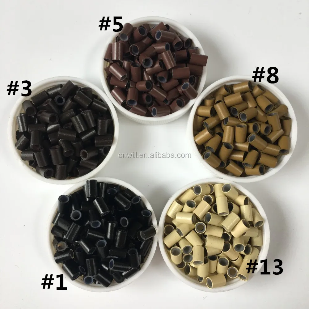 

4.0 3.0 6.0mm Copper Silicone Micro Link 4.0mm hair micro rings beads for loop i tip hair extensions copper silicone tube 5 colo