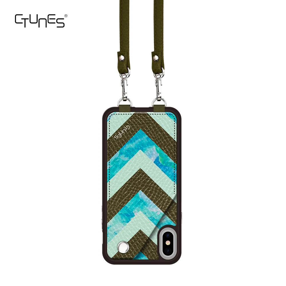 

OEM Printing Trendy Crossbody PU Leather Wallet Mobile Phone Case for iPhone X