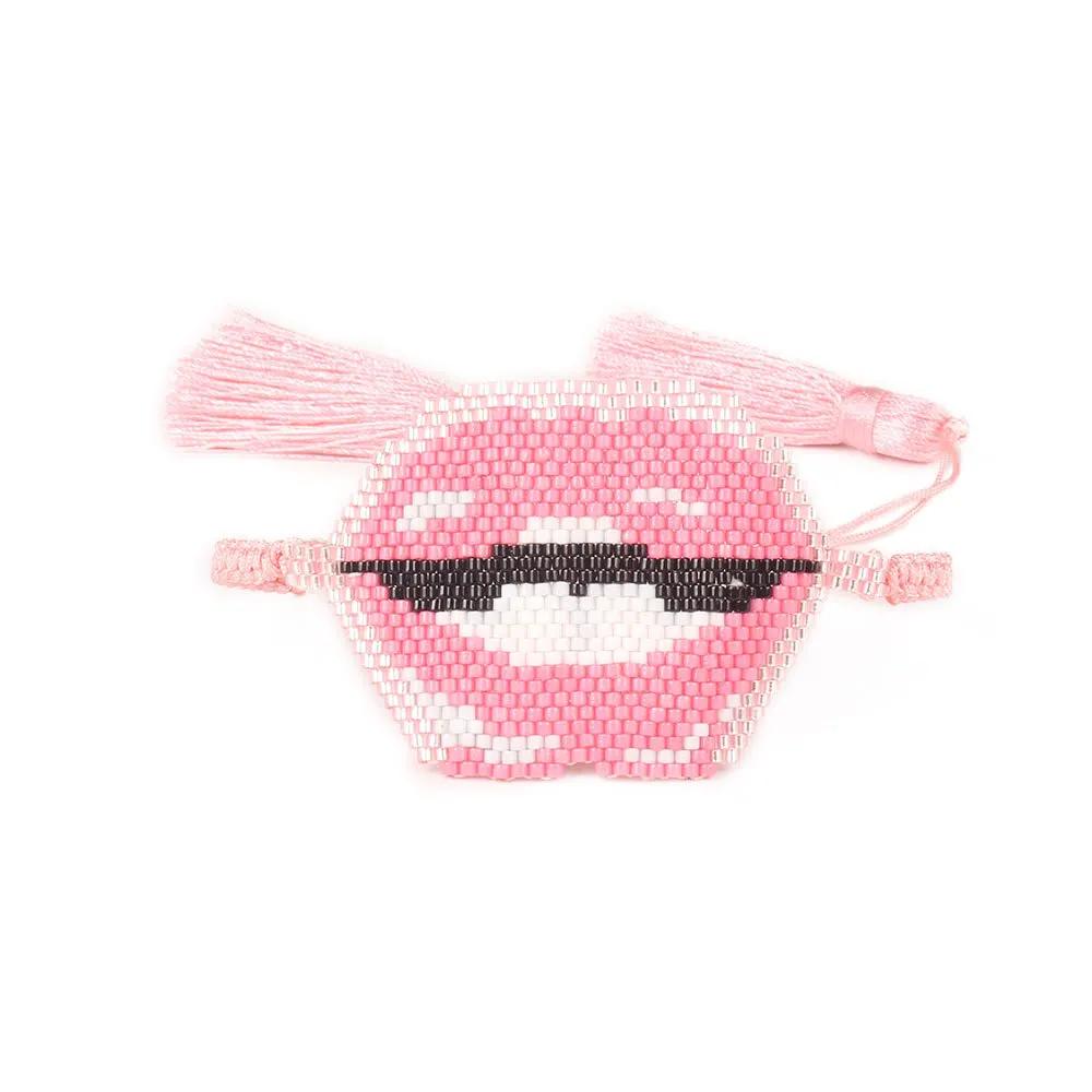 

Fashion Pink Cute Seed Bead Lip Bracelet For Women, As the picture