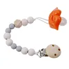 Safety newborn baby wooden teething beads soother holder chain