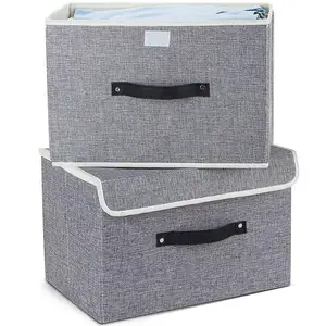 Image of Storage Box Foldable Home Storage Box Cube with Lids Handles Fabric Storage Basket Bin Organizer Collapsible Drawers for Home
