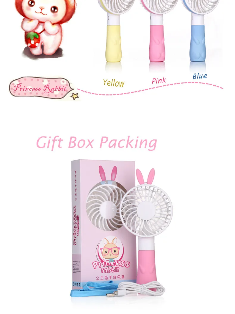 Portable 2 in 1 usb mini fan Motor Better for baby cute rabbit ears handheld mini fan rechargeble battery