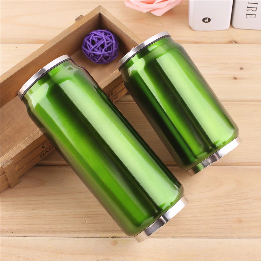 

Double wall Insulated STAINLESS STEEL cola soda cans travel mug handgrip-12oz, Customized colors acceptable