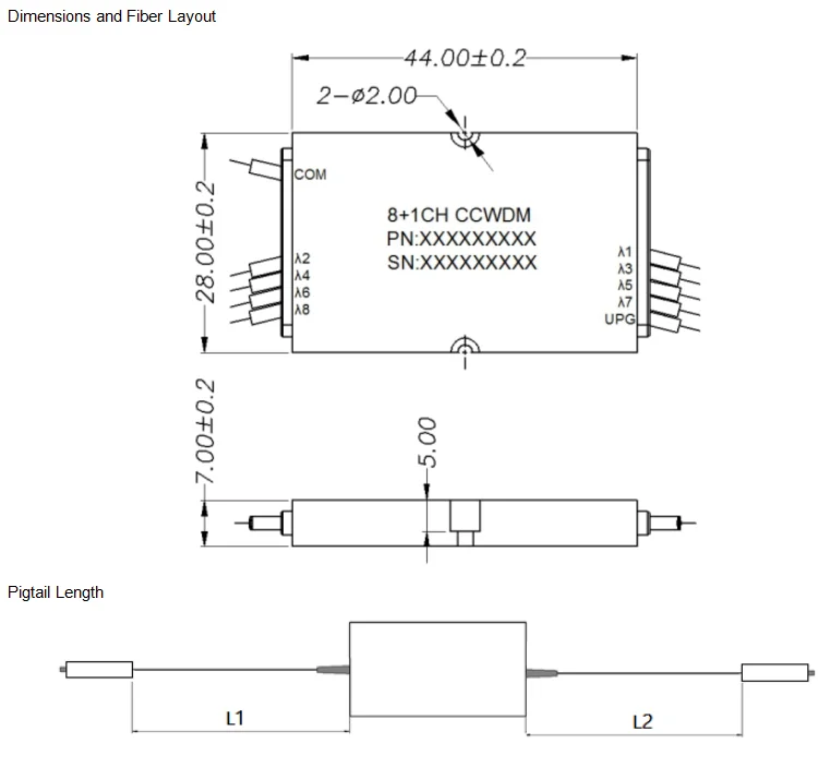 Compact size High channel isolation 8 channel CCWDM MUX DEMUX