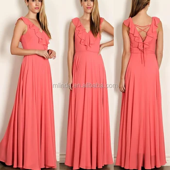 peach maxi bridesmaid dress