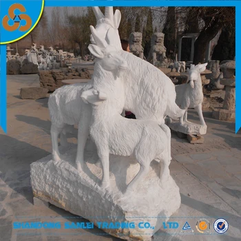 Outdoor Decor White Marble Stone Goat Garden Statue Outdoor Decor White Marble Stone Goat Garden Statue