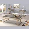Latest modern hotel office fashion capital I shape golden stainless steel legs mirrored coffee table and side table set