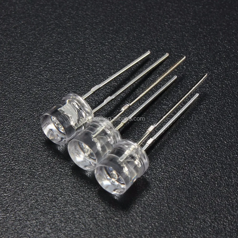 5mm Long Leg Flat Top Water Clear White High Intensity LED Diode