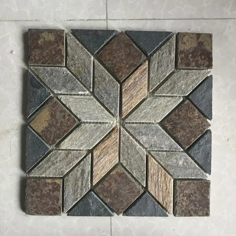 China natural mesh backing slate stone mosaic wall and floor tiles