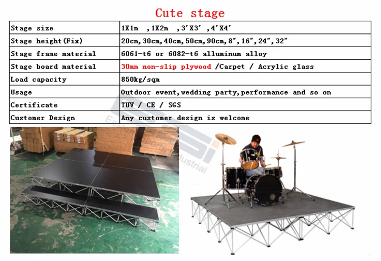 Selling Concerts Floor Wooden Blocks Dj Choral Risers Retractable