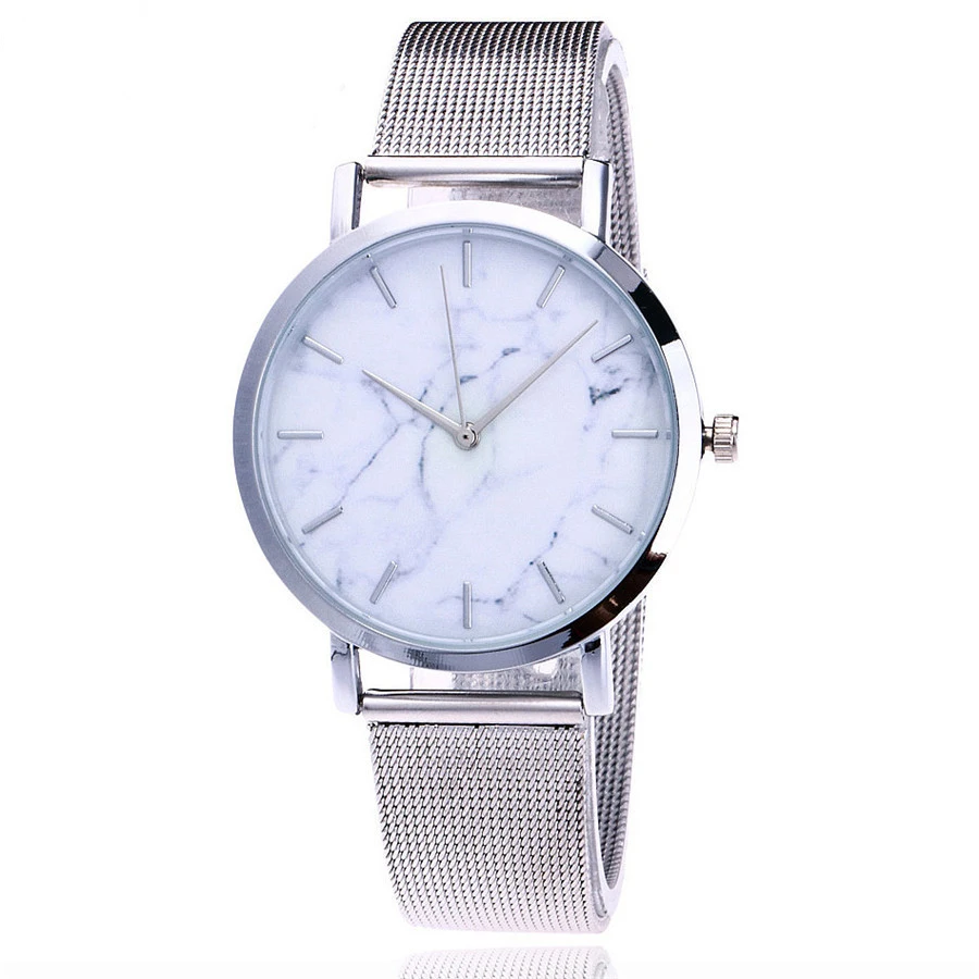 

8405 Delicate Marble Women Quartz Mesh Strapl Watch Logo Custom, 4color as photo