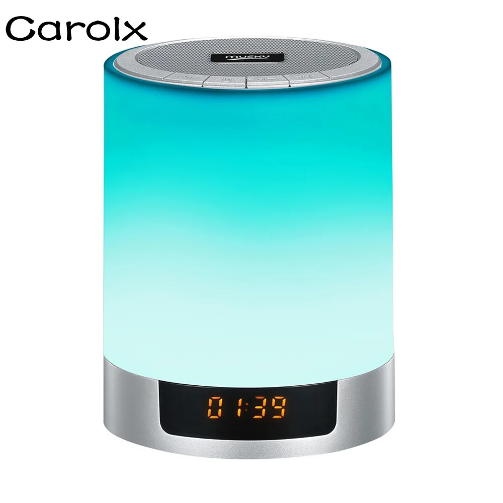 

portable Music Box with Alarm Clock Wireless bluetooth Speaker lamp, White+silver