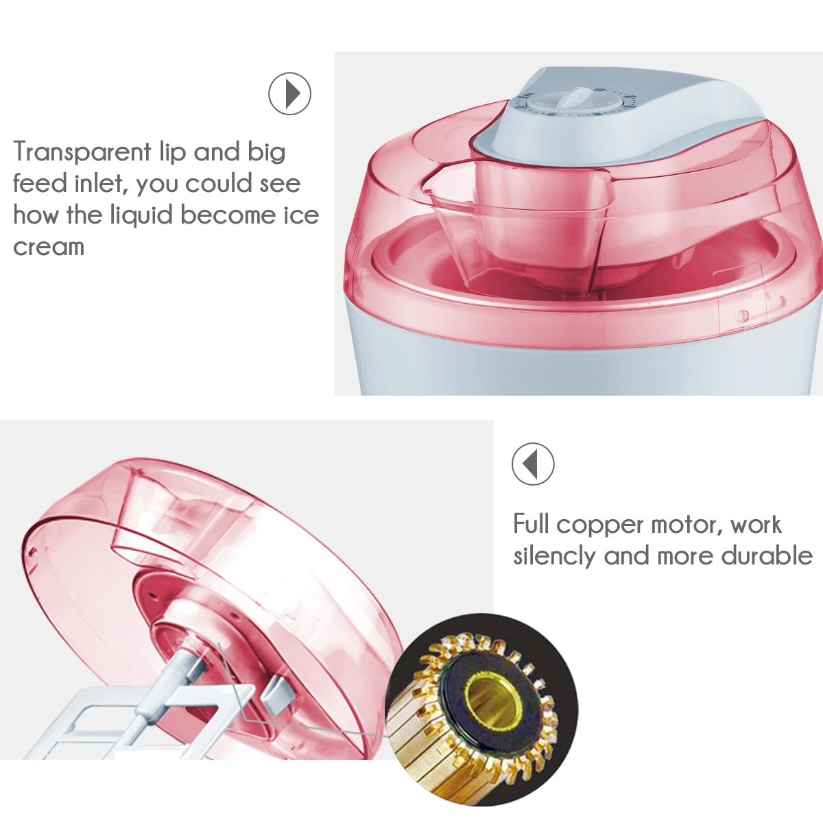 High Quality 1.5l Portable Home Use Fruit Ice Cream Maker Machine