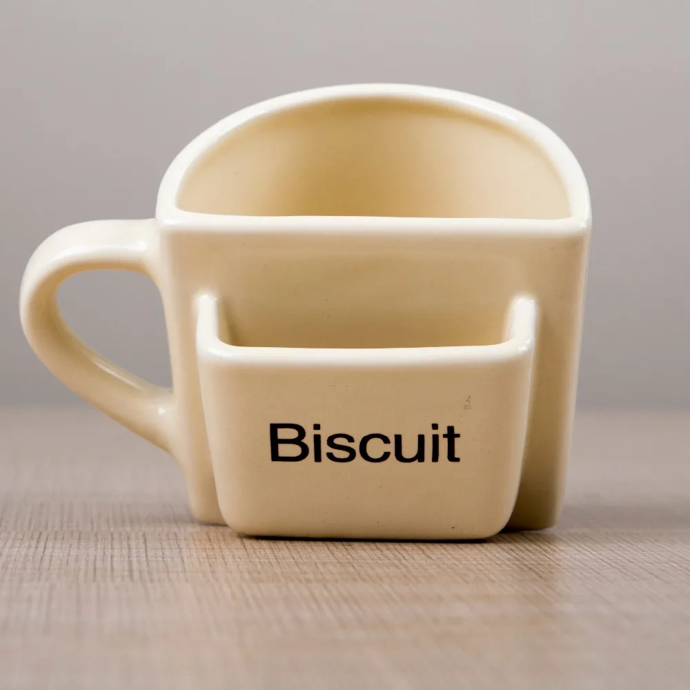 High Quality Biscuit Pocket Coffee Mug Ceramic Cookie Holder Cookie