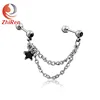 Dangle Helix Cartilage Women Rhinestone Star Barbell Chain Ear Studs Earrings