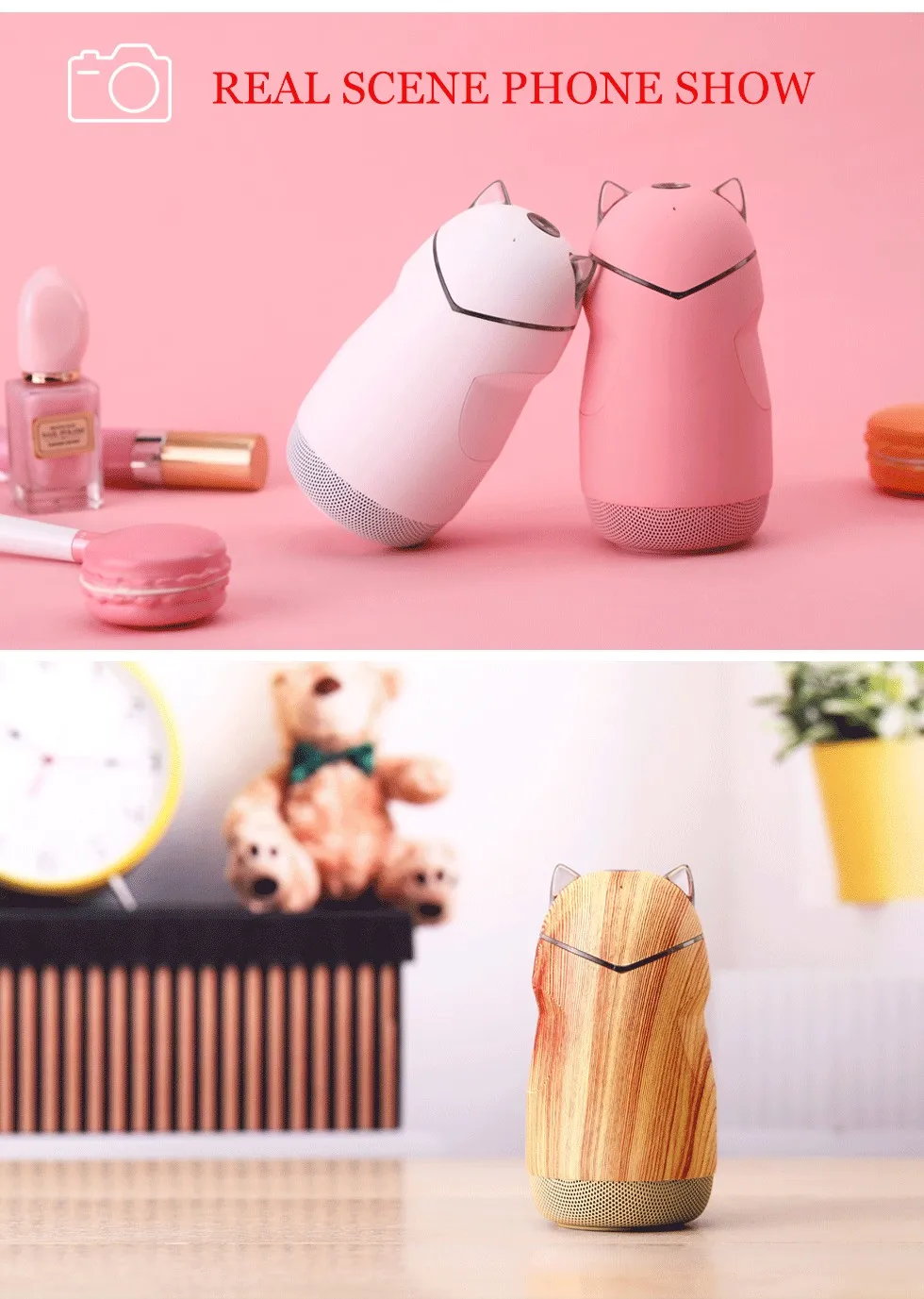 2019 new design gift promotion cute mini speaker cat style portable bluetooth speaker support bluetooth/TF card/hands-free call - ANKUX.COM