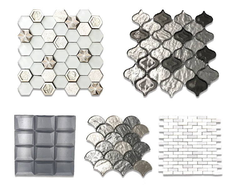 Shining Glass Mosaic Tile Mix Metal Strip Shaped Tile for Wall Decoration supplier