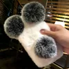 2018 New Winter Warmer Soft Rex rabbit Fluffy Fur ball tpu Mobile Phone Case Cover for iphone X 5 6 7 8 plus