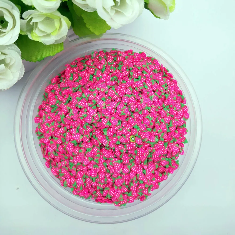 

Wholesale 3D Nail Art Polymer Clay Strawberry Slices For Slime DIY, Many designs can choose