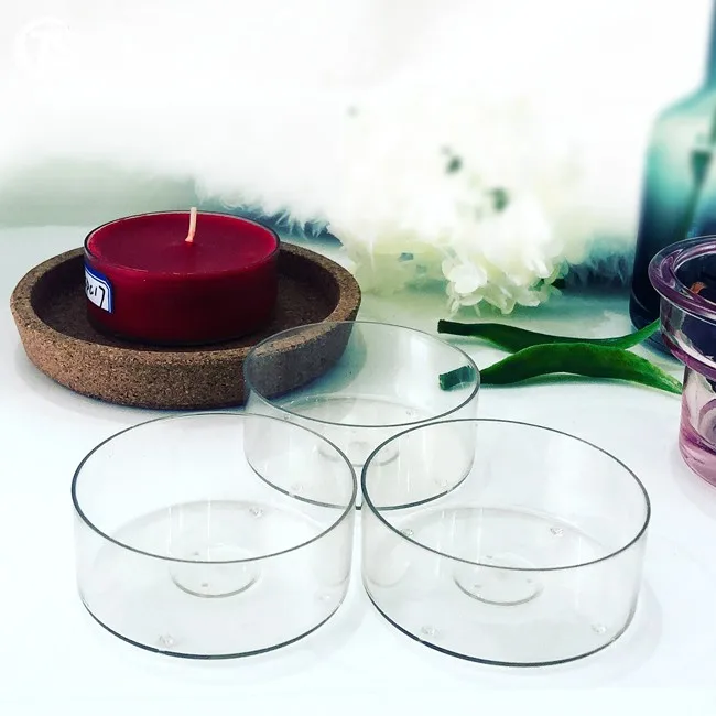 

Factory direct sales Large diameter PC plastic round transparent candle cup container tealight jars