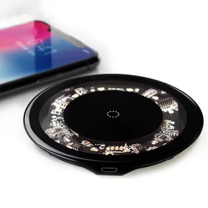 Qi wireless desktop glass wireless charger for smart phone fast charging