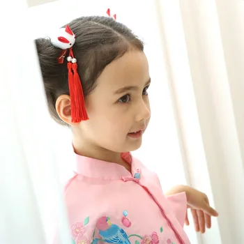 1 Pair Rabbit Tassel Balls Chinese Hair Clips Girls Hairgrip Hair