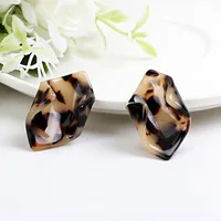 

Hot Sale Leopard Print Acrylic Geometric Stud Earrings Arete Acetic Acid Tortoiseshell Surface Acrylic Earrings For Girls