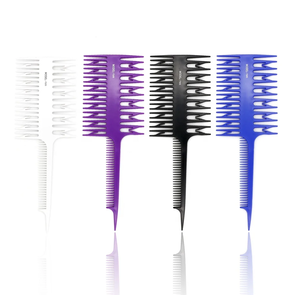 

Salon Wide Tooth Comb Hair Dye Coloring Comb Double Head Can Be Used, White, blue, black, purple