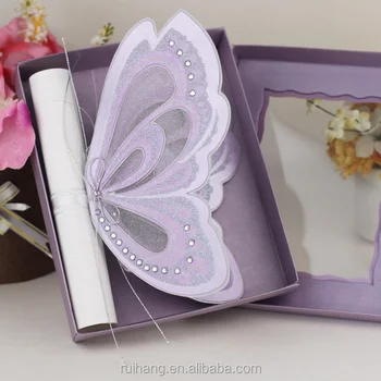 Royal Purple Color Vivid Butterfly Shaped Wedding Invitations Buy