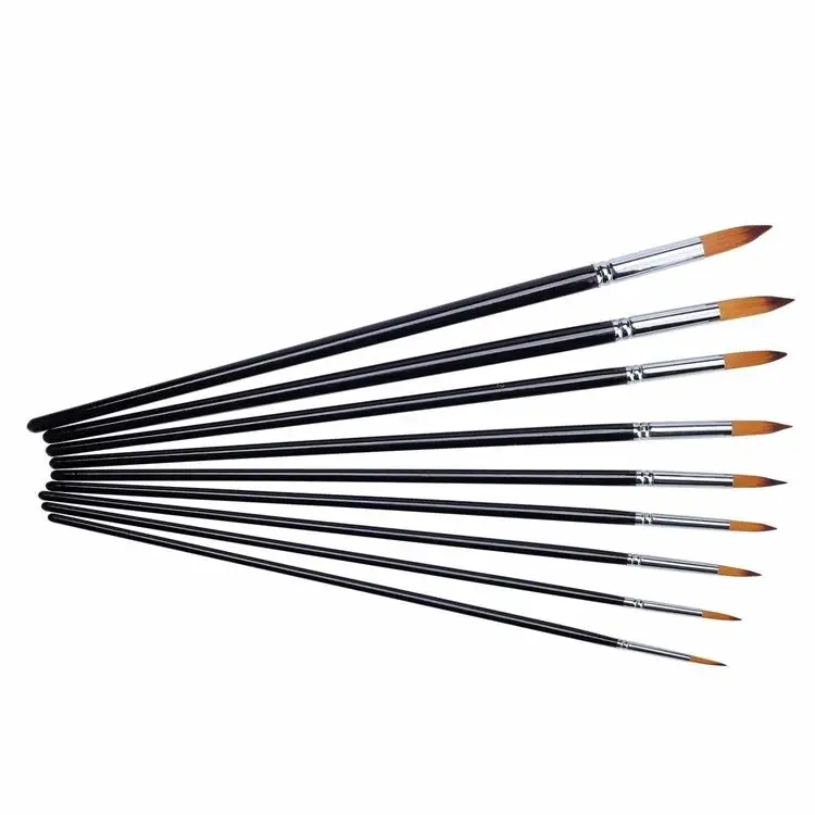 

Wholesale cosmetic tools custom logo artist paint wooden nail art brush, Black