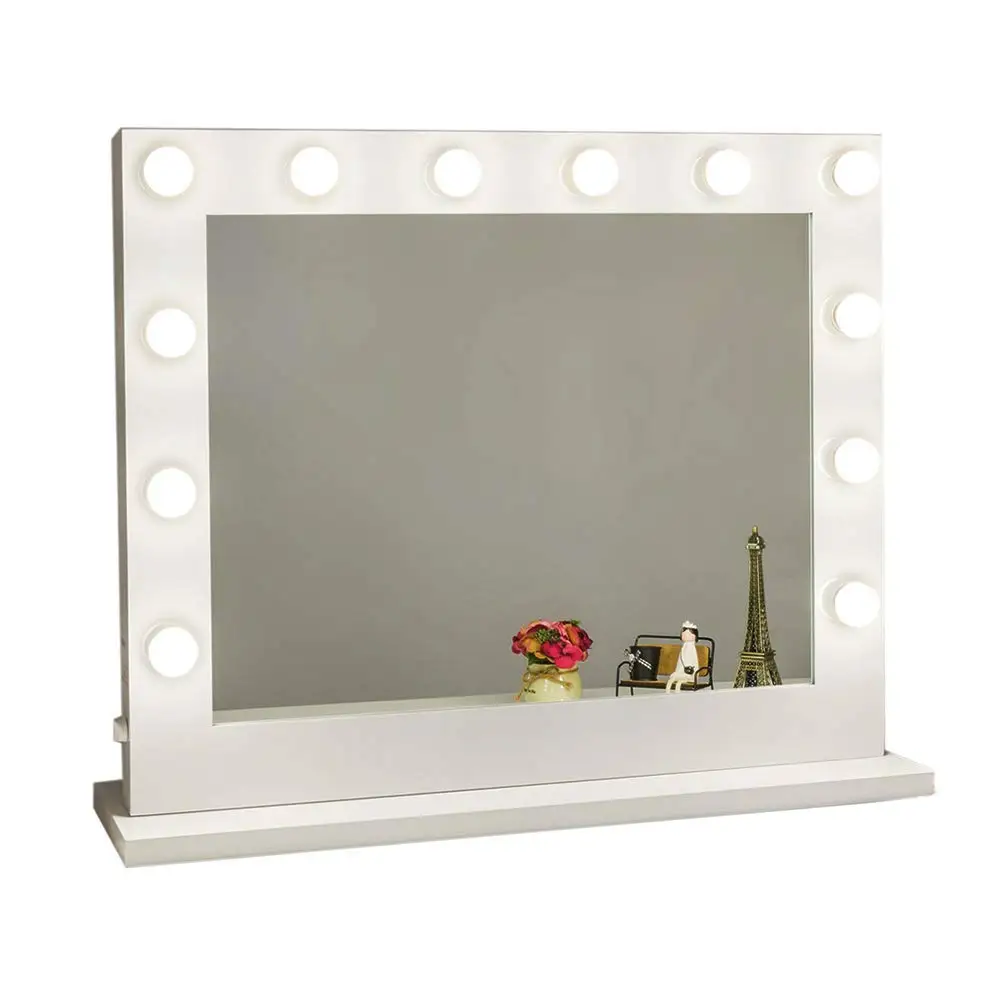 

decorative dressing table LED lighted vanity hollywood makeup mirror with 12/14 lights bulbs, White, black, silver