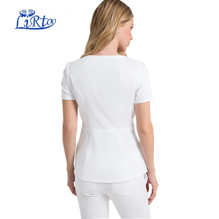 Wholesale High Quality White Women Medical Scrubs Tops And Pants With