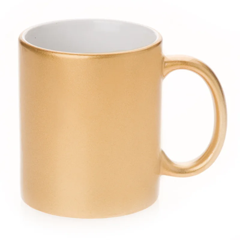 

11oz gold sublimation mug blank custom logo ceramic coating free sample glitter pearl coffee mug