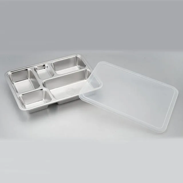 

FREE SAMPLE SS304 Stainless steel  Thali Fast Food Serving Tray with lid airline food trays