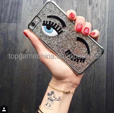 

Fashion Miss Gossip Chiara -Ferragni Bling Sequins 3D Blinking Eyes PC Case for iPhone 5s casing